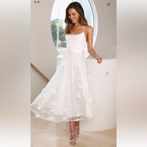 Hello Molly White Floral Midi Dress